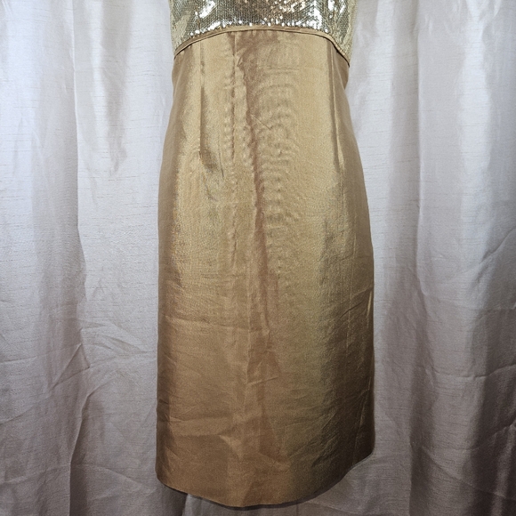 NWOT Talbots gold bronze sequined silk shift dress Womens 12 - Picture 7 of 9